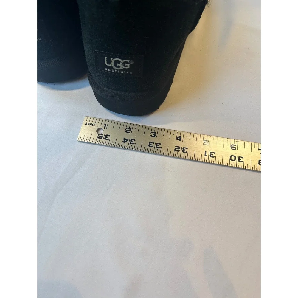 UGG Bailey Button Triplet Boots Women 11 Black Suede Shearling Tall 1873